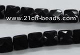 COB390 15.5 inches 10*10mm faceted square black obsidian beads