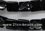 COB392 15.5 inches 14*14mm faceted square black obsidian beads