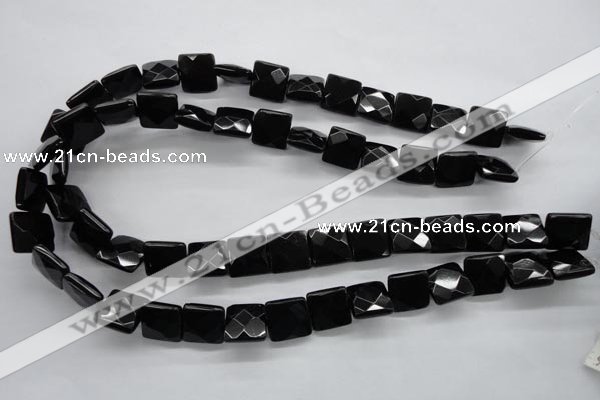 COB392 15.5 inches 14*14mm faceted square black obsidian beads