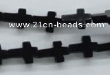 COB415 15.5 inches 10*14mm cross black obsidian beads wholesale