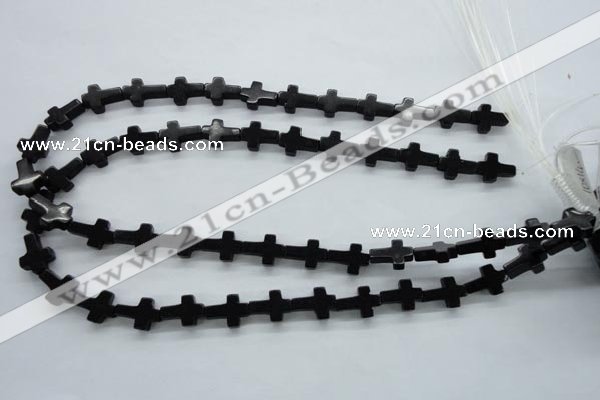 COB415 15.5 inches 10*14mm cross black obsidian beads wholesale