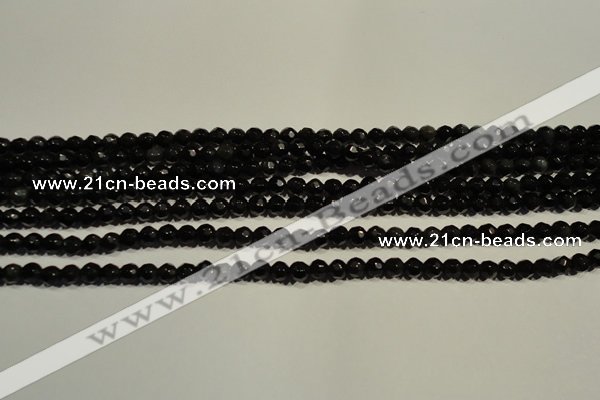 COB450 15.5 inches 4mm faceted round black obsidian beads