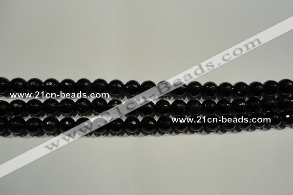 COB451 15.5 inches 6mm faceted round black obsidian beads