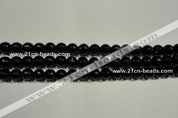 COB452 15.5 inches 8mm faceted round black obsidian beads