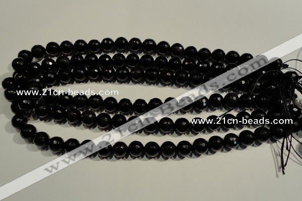 COB453 15.5 inches 10mm faceted round black obsidian beads