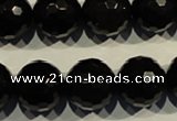 COB456 15.5 inches 16mm faceted round black obsidian beads