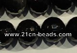 COB457 15.5 inches 18mm faceted round black obsidian beads