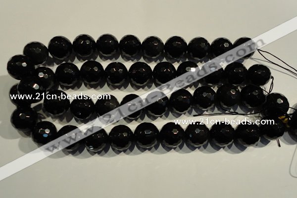 COB457 15.5 inches 18mm faceted round black obsidian beads