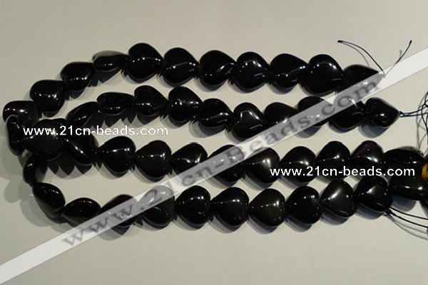 COB469 15.5 inches 14*14mm heart black obsidian beads wholesale