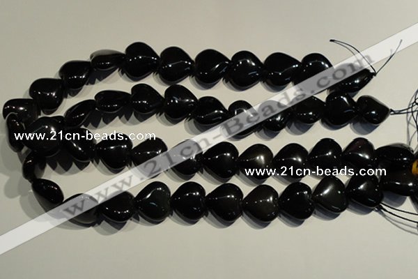 COB470 15.5 inches 16*16mm heart black obsidian beads wholesale