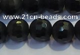 COB473 15.5 inches 6mm faceted round matte black obsidian beads