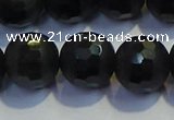 COB476 15.5 inches 12mm faceted round matte black obsidian beads