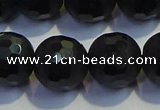 COB477 15.5 inches 14mm faceted round matte black obsidian beads