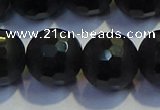 COB478 15.5 inches 16mm faceted round matte black obsidian beads