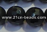 COB480 15.5 inches 20mm faceted round matte black obsidian beads