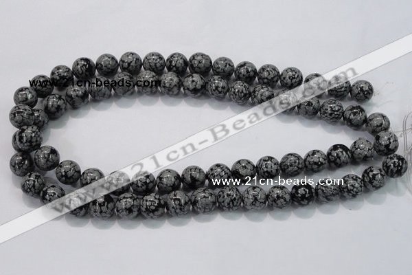 COB53 15.5 inches 12mm round Chinese snowflake obsidian beads