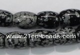 COB54 15.5 inches 12*16mm drum Chinese snowflake obsidian beads