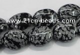 COB55 15.5 inches 12*16mm oval Chinese snowflake obsidian beads