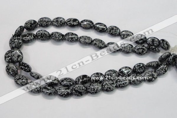 COB55 15.5 inches 12*16mm oval Chinese snowflake obsidian beads