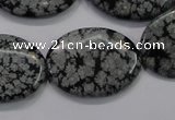 COB56 15.5 inches 22*30mm oval Chinese snowflake obsidian beads