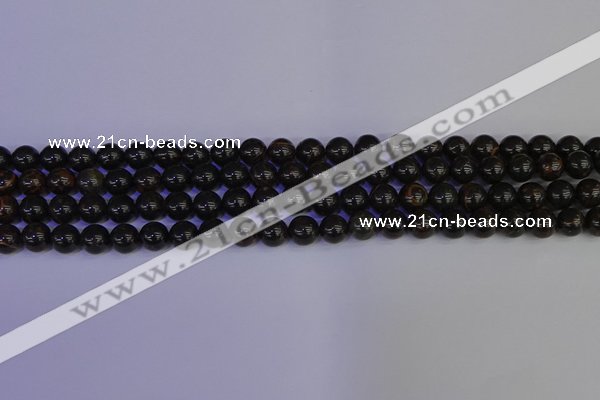 COB651 15.5 inches 6mm round gold black obsidian beads wholesale