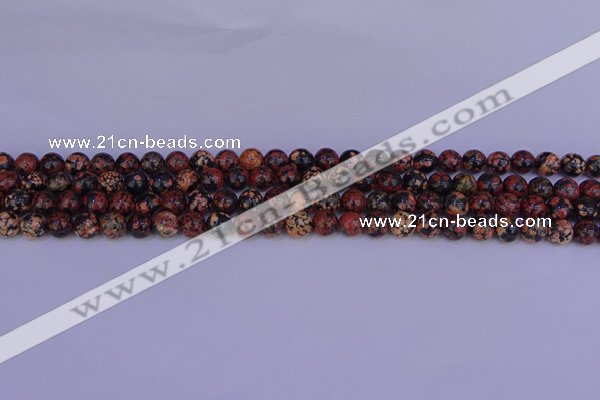 COB660 15.5 inches 4mm round red snowflake obsidian beads