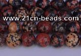 COB661 15.5 inches 6mm round red snowflake obsidian beads