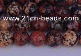 COB662 15.5 inches 8mm round red snowflake obsidian beads