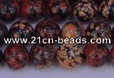 COB663 15.5 inches 10mm round red snowflake obsidian beads