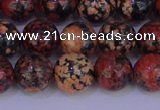 COB664 15.5 inches 12mm round red snowflake obsidian beads