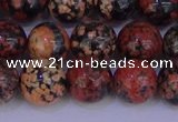 COB665 15.5 inches 14mm round red snowflake obsidian beads