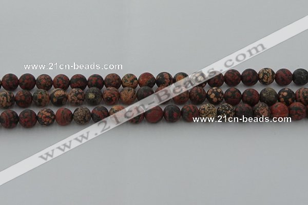 COB672 15.5 inches 8mm round matte red snowflake obsidian beads