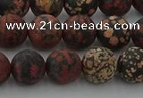 COB673 15.5 inches 10mm round matte red snowflake obsidian beads