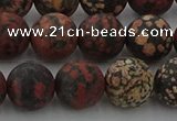 COB674 15.5 inches 12mm round matte red snowflake obsidian beads