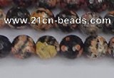 COB678 15.5 inches 8mm faceted round red snowflake obsidian beads