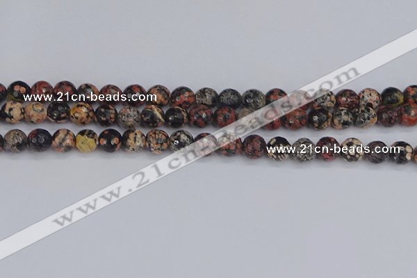 COB678 15.5 inches 8mm faceted round red snowflake obsidian beads