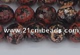 COB679 15.5 inches 10mm faceted round red snowflake obsidian beads