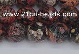 COB680 15.5 inches 12mm faceted round red snowflake obsidian beads