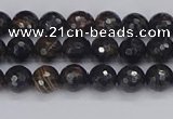 COB684 15.5 inches 4mm faceted round golden black obsidian beads