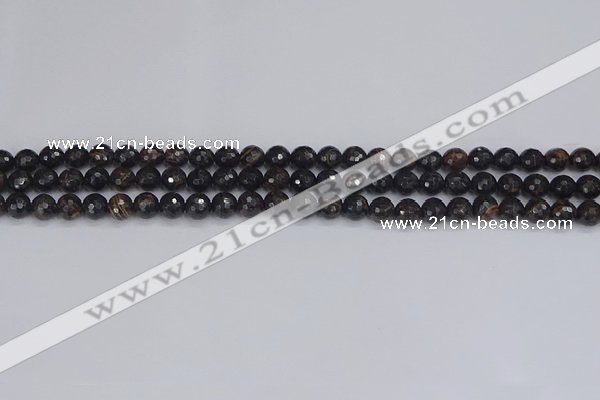 COB684 15.5 inches 4mm faceted round golden black obsidian beads