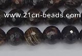 COB686 15.5 inches 8mm faceted round golden black obsidian beads