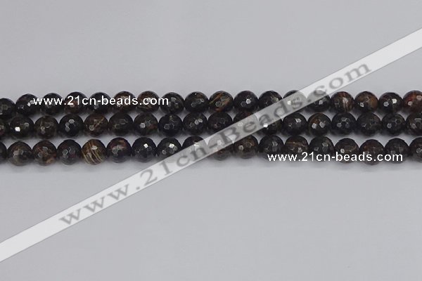 COB686 15.5 inches 8mm faceted round golden black obsidian beads