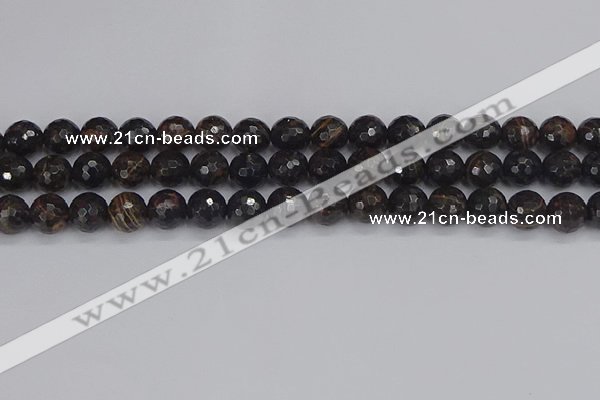 COB687 15.5 inches 10mm faceted round golden black obsidian beads