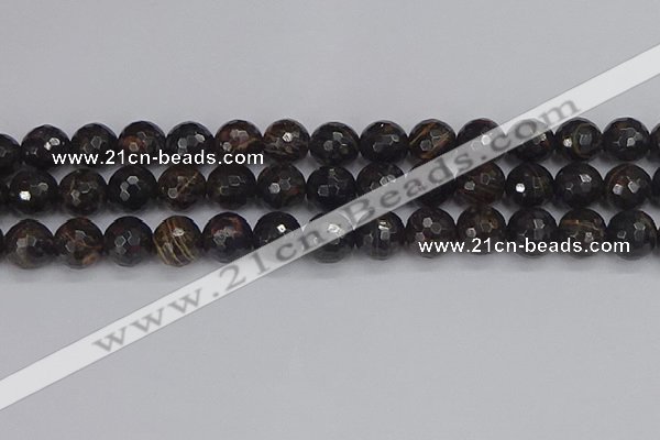 COB688 15.5 inches 12mm faceted round golden black obsidian beads