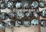 COB690 15.5 inches 4mm faceted round Chinese snowflake obsidian beads