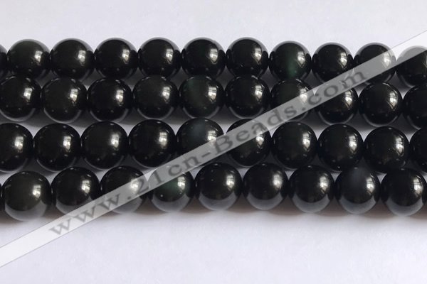 COB725 15.5 inches 14mm round black obsidian gemstone beads