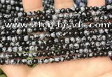 COB758 15.5 inches 4mm round snowflake obsidian beads wholesale