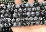 COB762 15.5 inches 12mm round snowflake obsidian beads wholesale