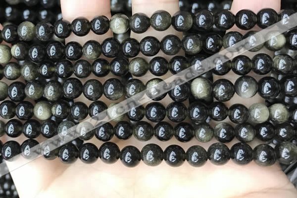 COB766 15.5 inches 6mm round golden obsidian beads wholesale