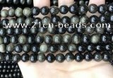 COB767 15.5 inches 8mm round golden obsidian beads wholesale